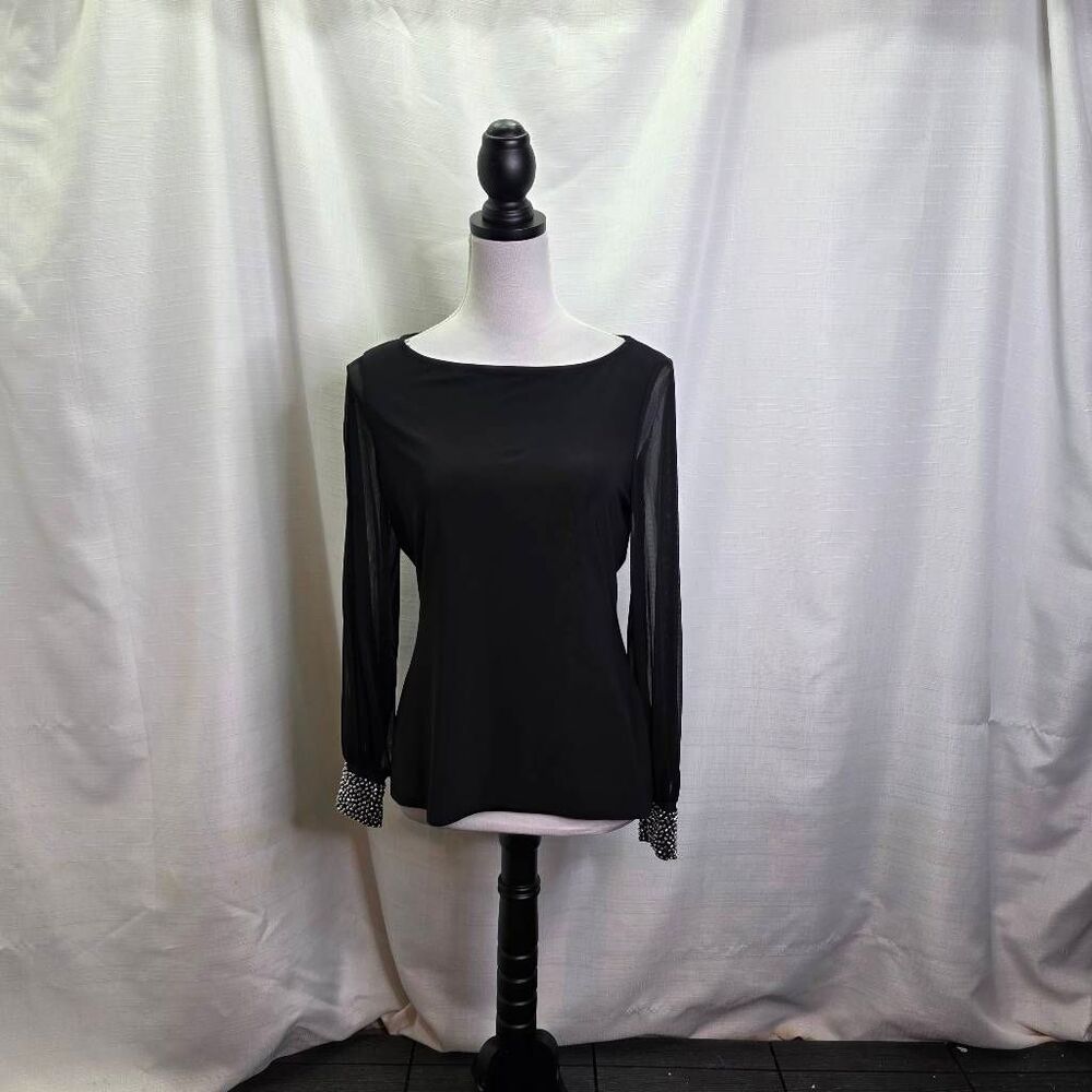 Nik and Nash Black Rhinestone Adorned Dress Top Size Medium NWT